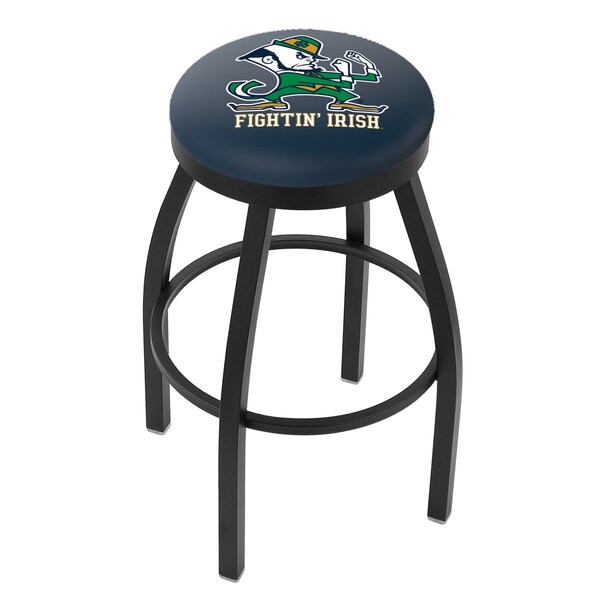 25" Blk Wrinkle Notre Dame Leprechaun Swivel Bar Stool, Accent Ring